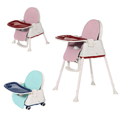3-in-1 Kids Feeding Chair Baby Toddler Adjustable Highchair Booster Play with Tray Wheel