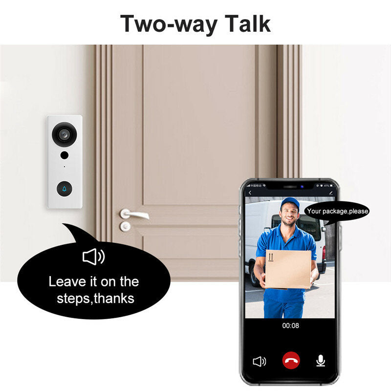1080P Video Doorbell WiFi Smart Home Intercom Night Vision Anti-theft PIR Alarm Wireless Cam Outdoor Waterproof Door Bell