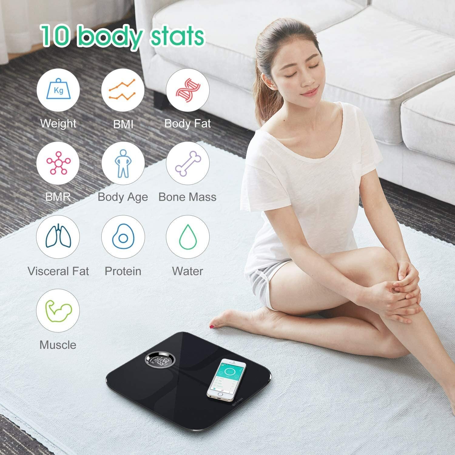 Premium Smart Scale Body Fat Scale Body Composition Monitor With Extra Large Display Works With APP Apple Health And Google Fit