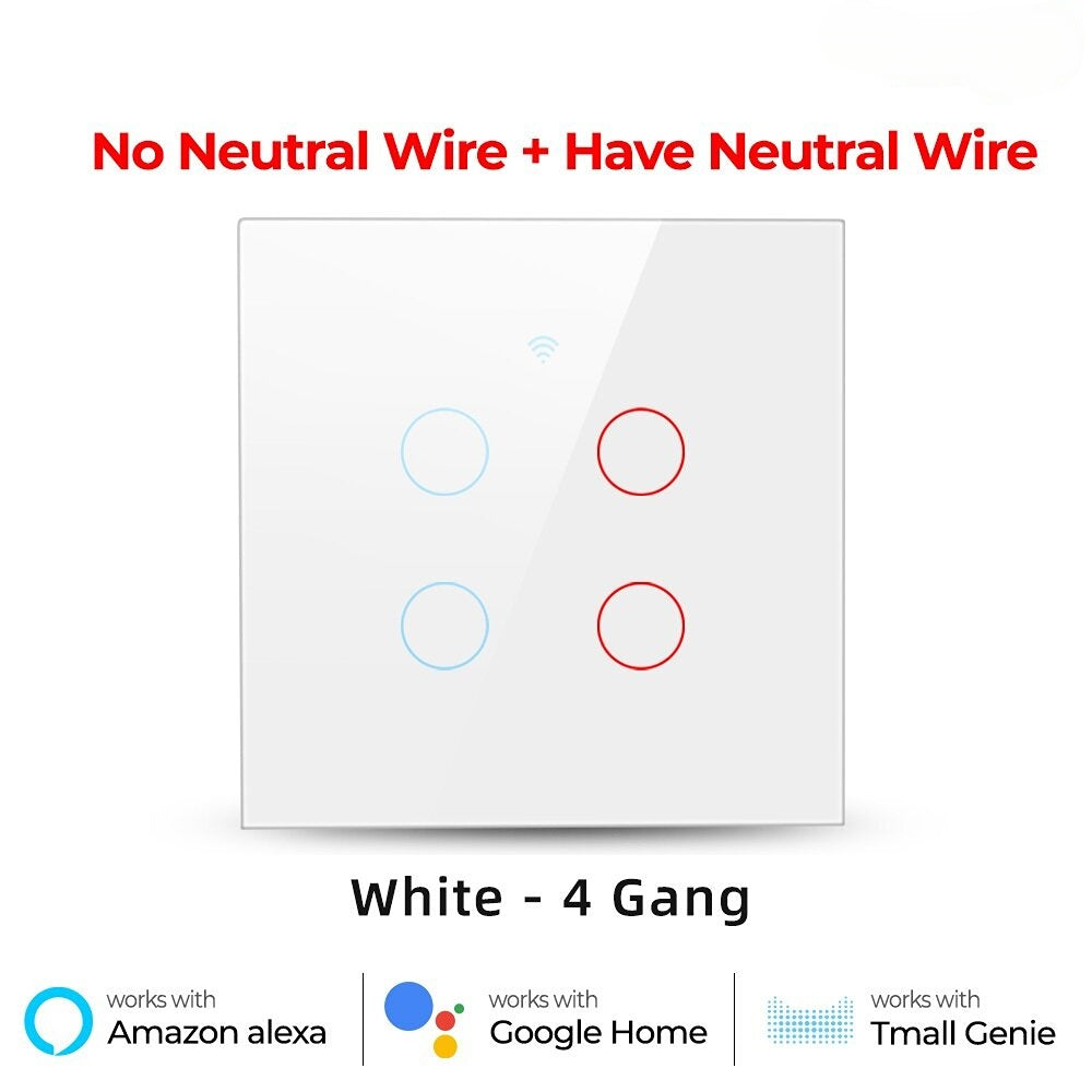 WiFi Light Switch 220V RF433 Remote Control No Neutrual Wire And Have Neutural Wire 2 Way Control Timer Works With Alexa Google Home