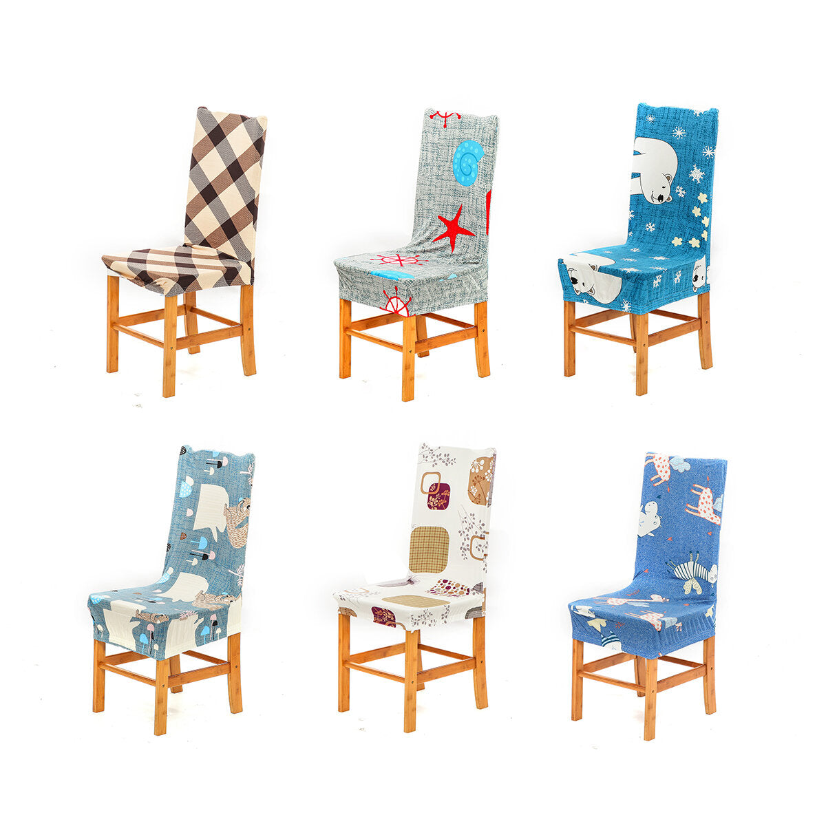 Elastic Dining Chair Cover cartoon Animals Stretch Chair Seat Slipcover Office Computer Chair Protector Home Office Furniture Decor