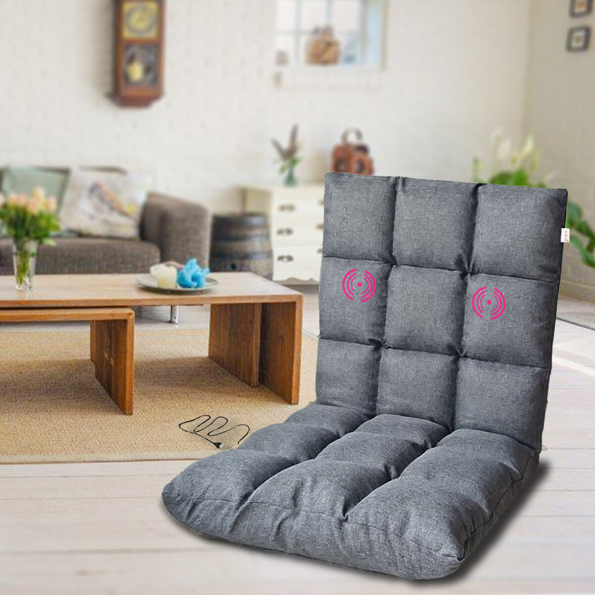 USB Power Supply Folding Floor Chair Adjustable Lazy Sofa Lounger Soft Recliner with Back Support For Home Living Room