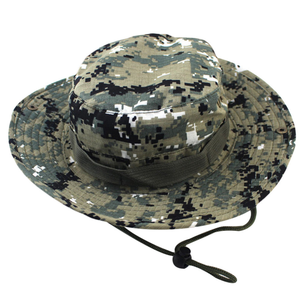 Fashion Military Camouflage Bucket Hats Jungle Camo Fisherman Hat with Wide Brim Sun Fishing Bucket Hat Camping Caps Cotton Caps