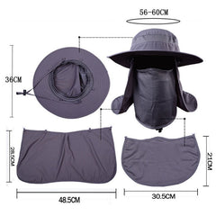 Outdoor Windproof Sun Hat Removable Shawl Breathable Mesh Cap Cycling Hiking Camping Hats Outdoor Fishermen Flap Caps