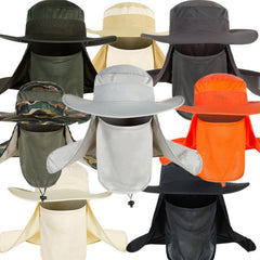 Outdoor Windproof Sun Hat Removable Shawl Breathable Mesh Cap Cycling Hiking Camping Hats Outdoor Fishermen Flap Caps