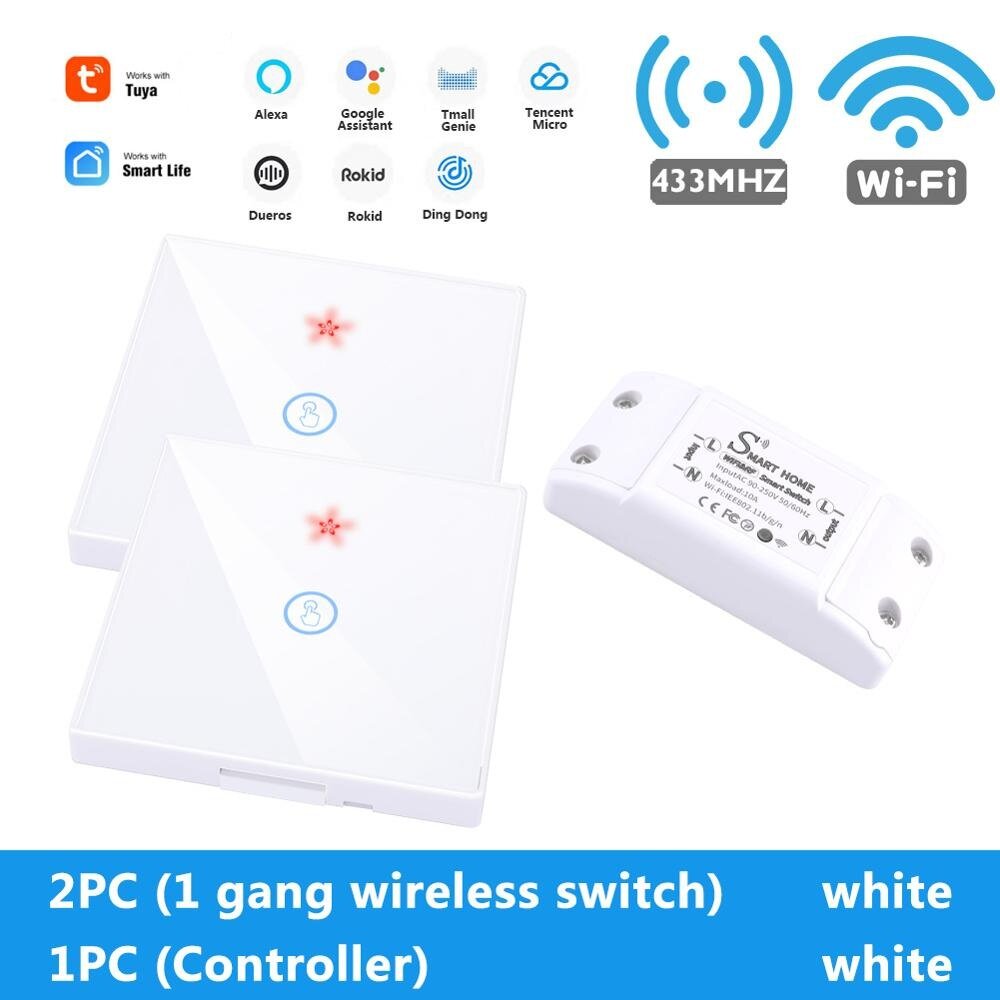 WiFi Light Switch 220V RF 433MHz With Breakers Remote Control Delay Module DIY Timer Switch Works With Alexa Google Home