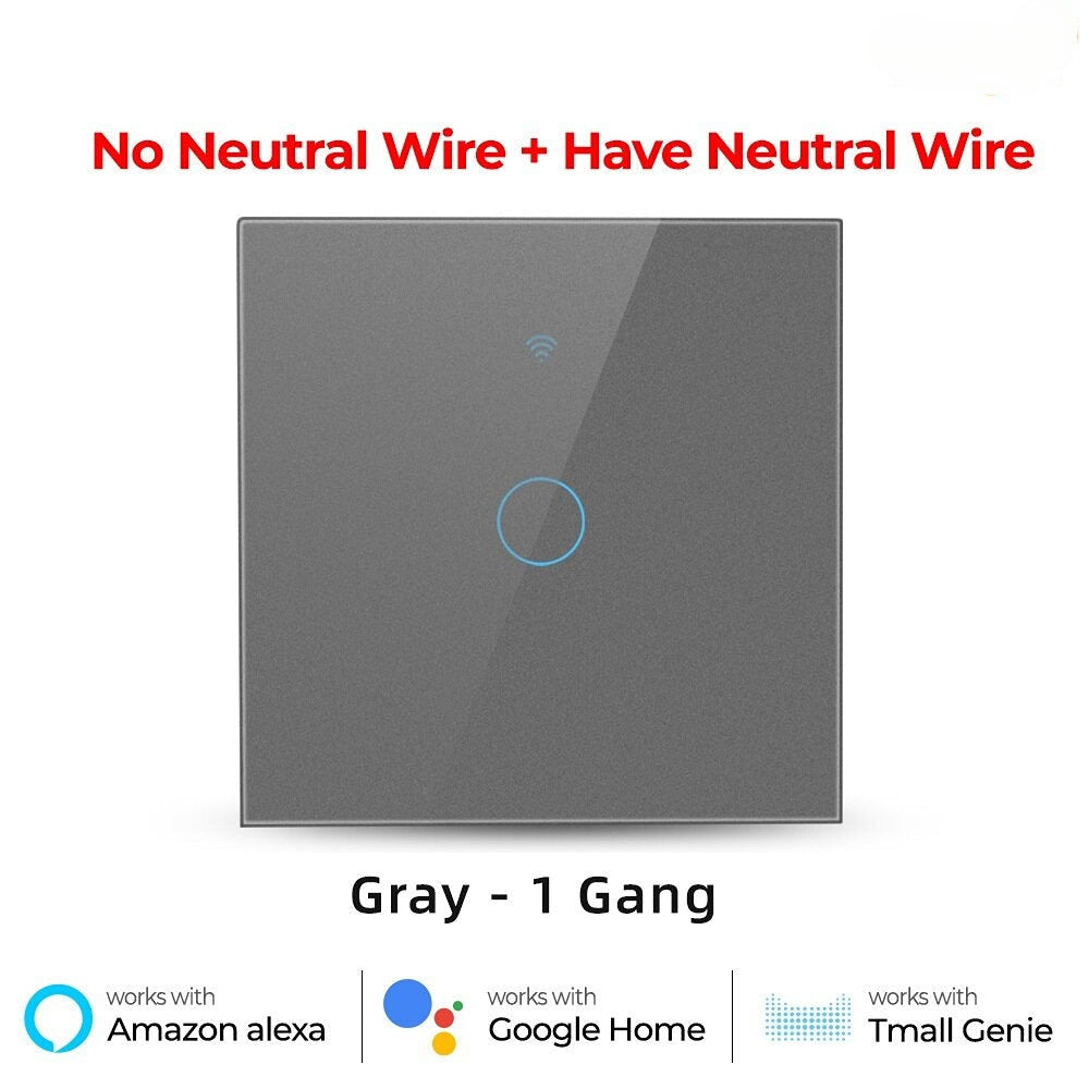 WiFi Light Switch 220V RF433 Remote Control No Neutrual Wire And Have Neutural Wire 2 Way Control Timer Works With Alexa Google Home