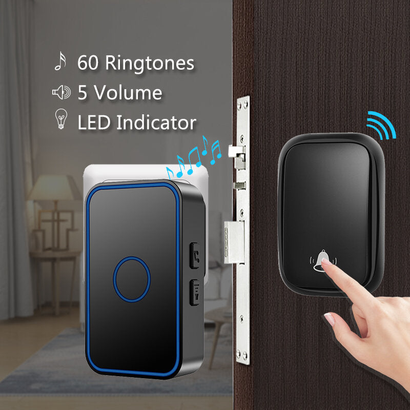 Self-powered Waterproof Wireless Doorbell No Battery Need LED Light Indicated Doorbell 150M Remote Home 60 Ring Calling Bell