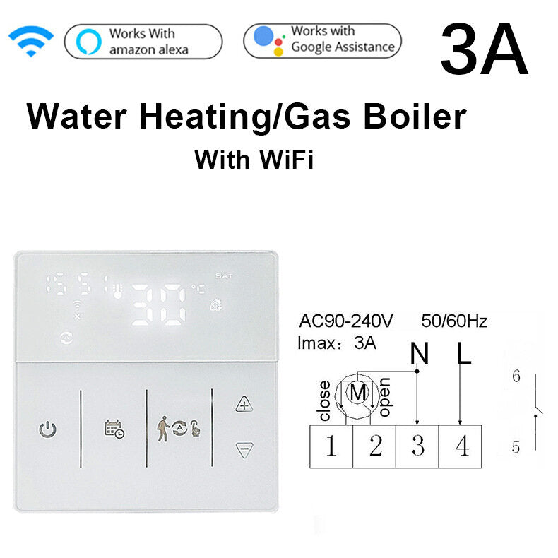 WiFi Intelligent Floor Water Heating / Boiler Temperature Controller Mobile Phone App Remote Control Panel Voice Control Support Alexa Google Home
