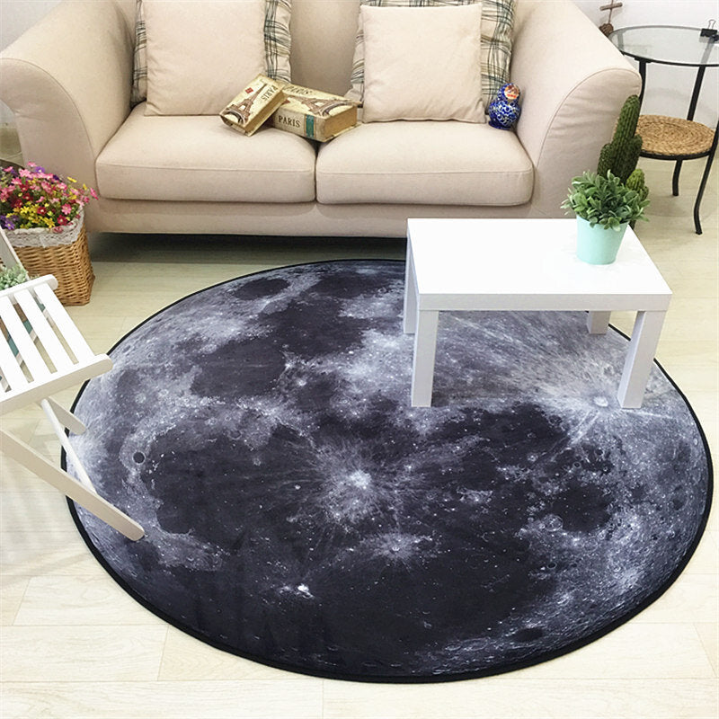 Round Floor Carpet Moon Shape Pattern Round Floor Mat For Bedroom Living Room Decoration
