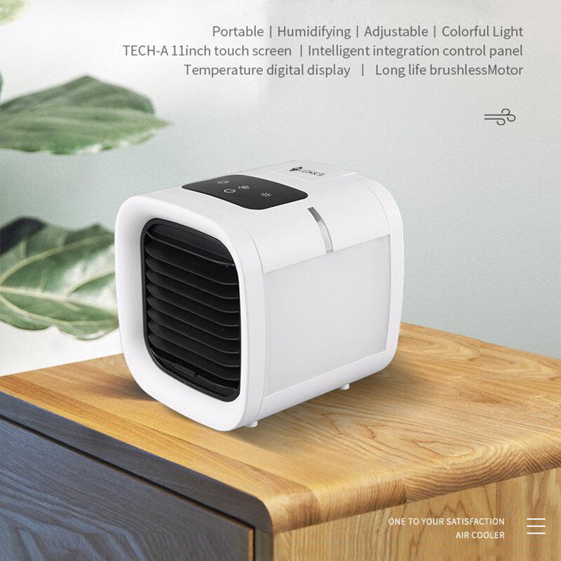 Air Conditioner Desktop Air Cooler Electric Fan 5 Gear Wind Speeds with Colorful Light Low Noise for Home Office