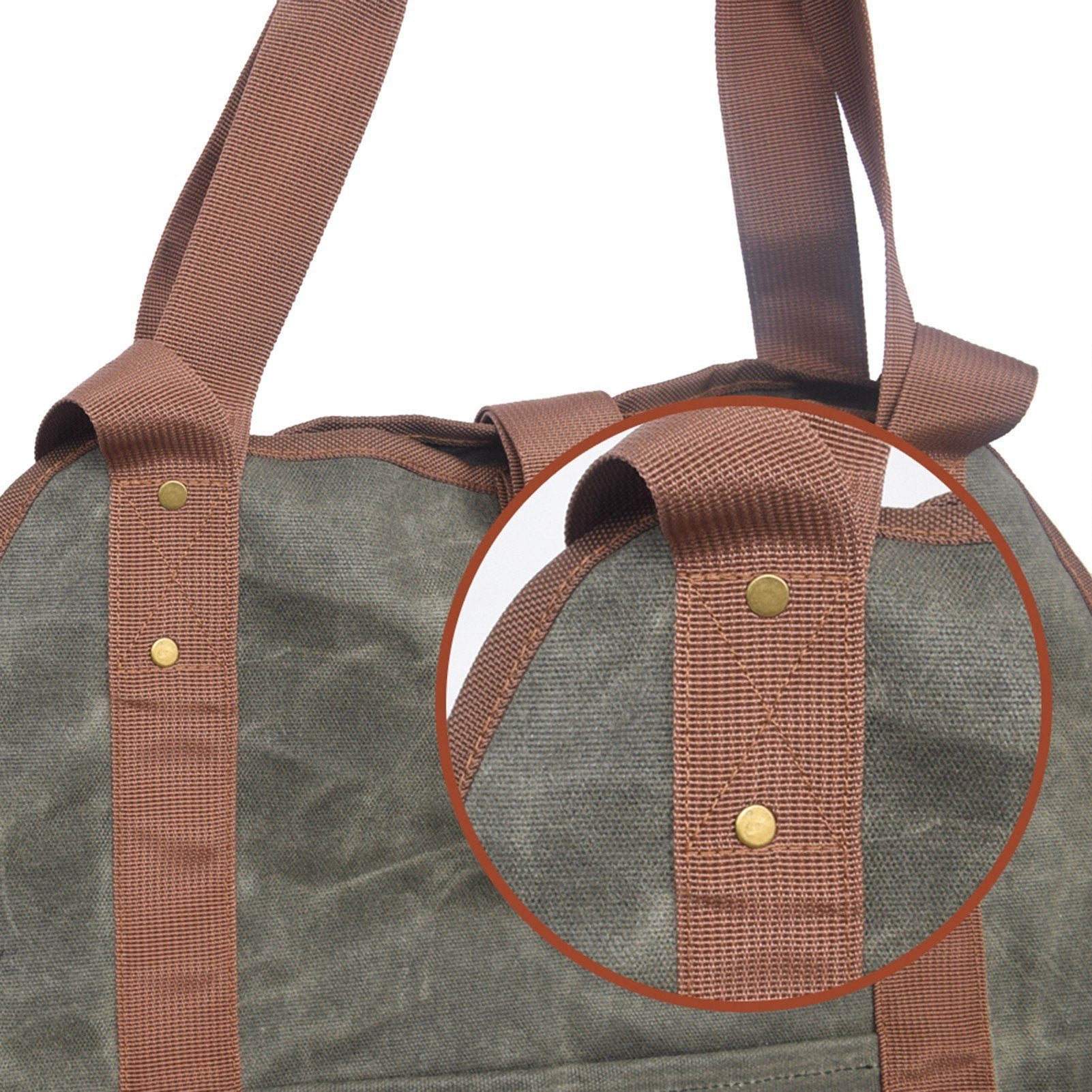 Large Firewood Bag Wax Canvas Log Carrier Tote with Pocket