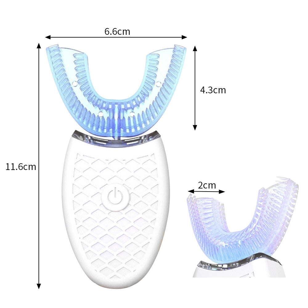 Automatic Blue Light Whitening Silicone Toothbrush 360 Degree USB Rechargeable Teeth Cleaner