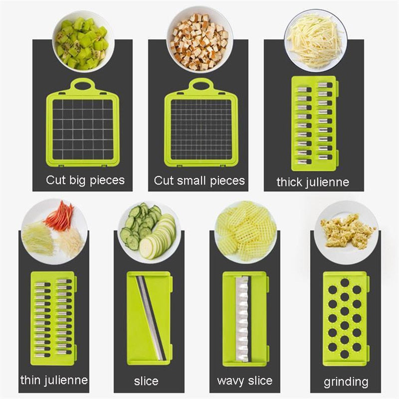 Vegetable Fruit Slicer Cutter Multi-functional Potato Carrot Peeler Grater Drain Basket Kitchen Tool - JustgreenBox