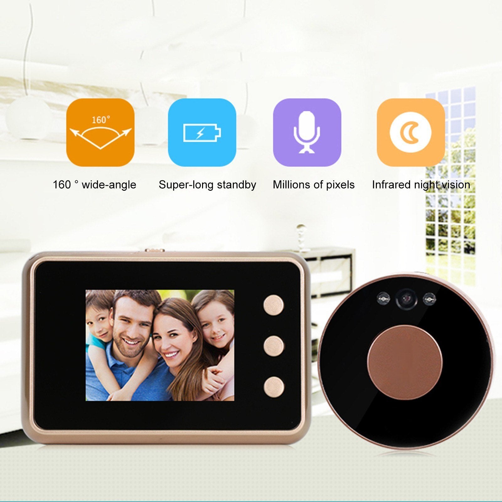 2.8'' Digital Door Viewer Smart LCD Peephole Camera HD Monitor with Night Vision for Home Security
