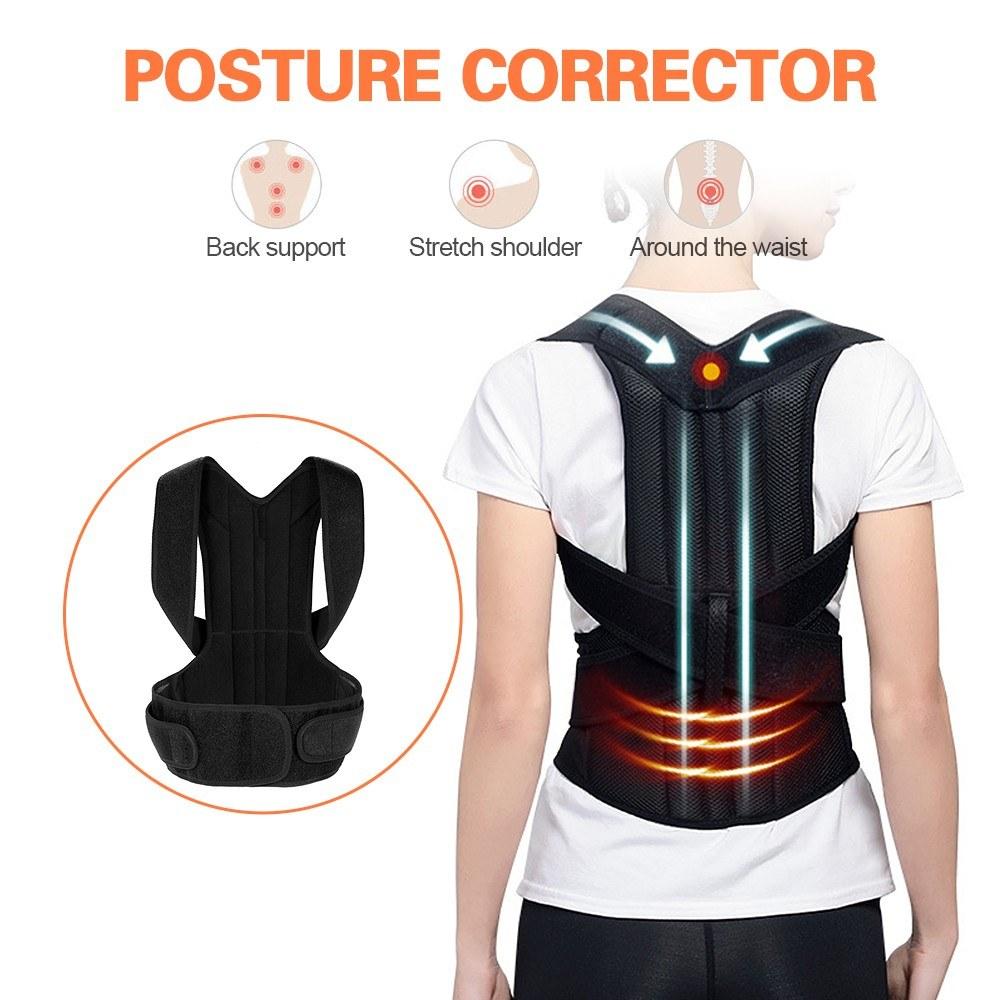 Lumbar Upper Lower Back Support Strap Belt Adjustable Posture Corrector Shoulder Relief Brace
