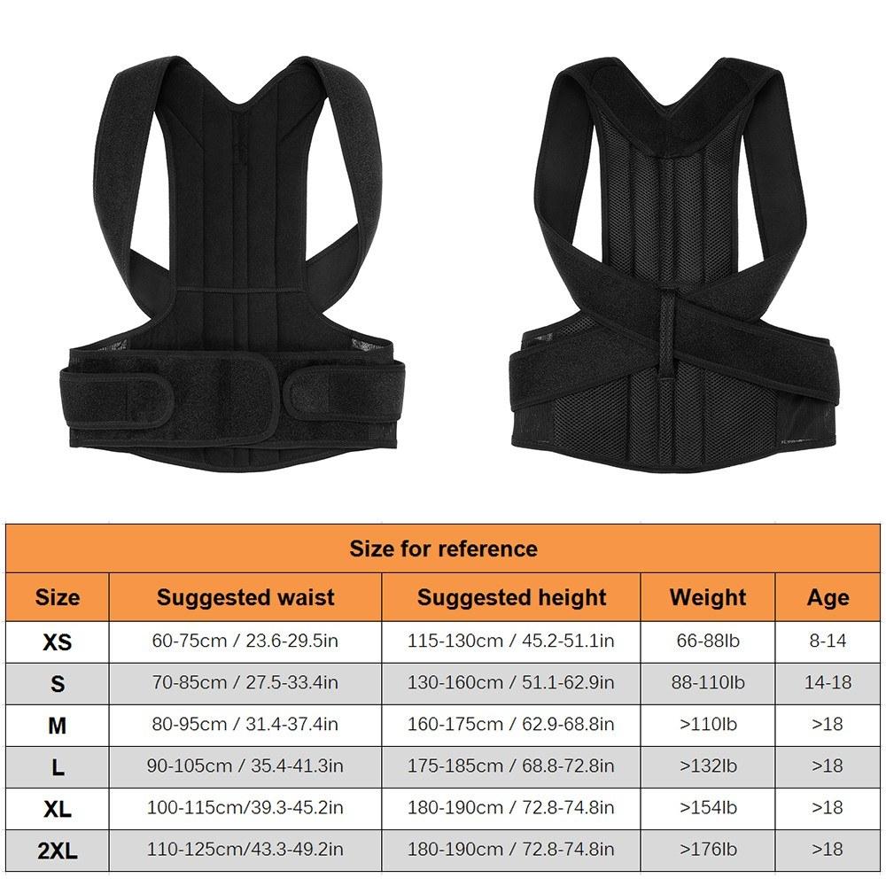 Lumbar Upper Lower Back Support Strap Belt Adjustable Posture Corrector Shoulder Relief Brace