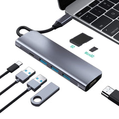 USB C HUB Docking Station Type C to HDMI Adapter Converter With 60W PD Power Delivery USB3.0*3 4K HDMI Memory Card Readers