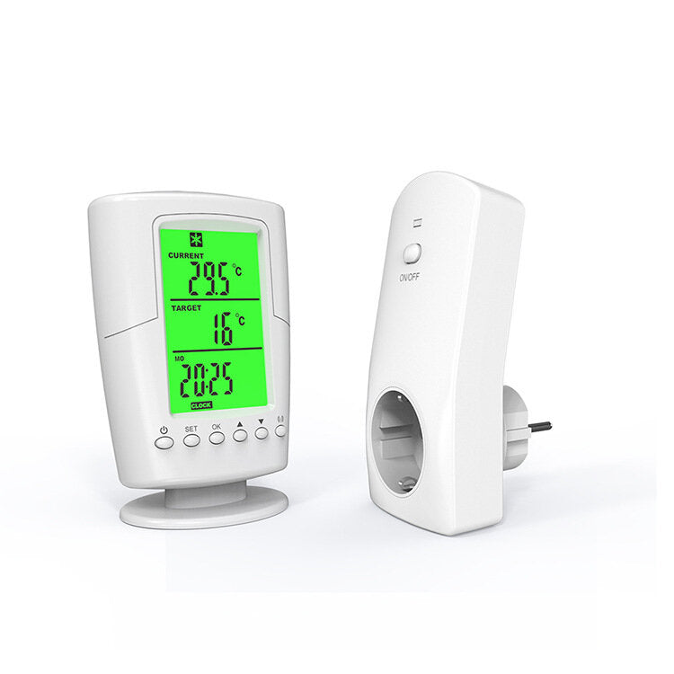 Programmable Wireless Thermostat Socket White LCD Home Intelligent Temperature Control Socket