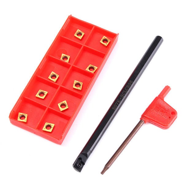 Lathe Boring Bar Turning Holder with 10pcs CCMT060204-HM Inserts