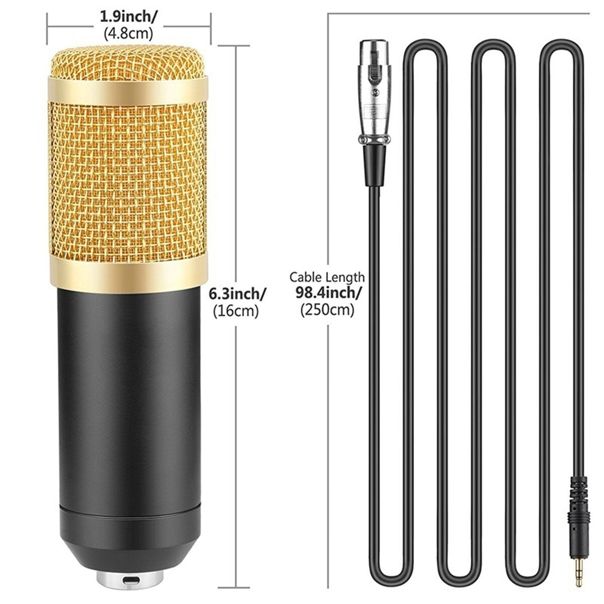 Professional Studio Condenser Microphone 3.5mm Wired Sound Recording For Computer Karaoke KTV