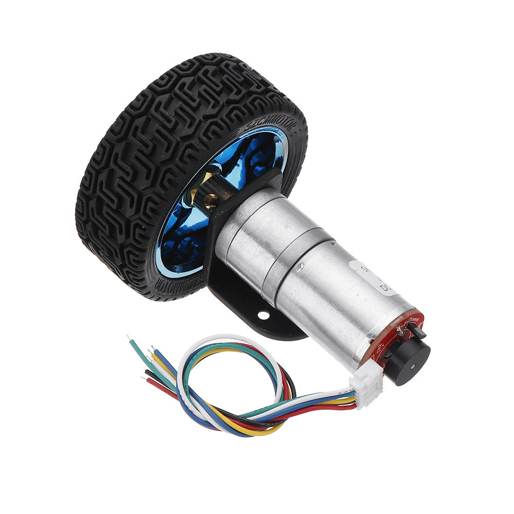 DC 12V Micro Gear Reduction Encoder Motor with Mounting Bracket and Wheel