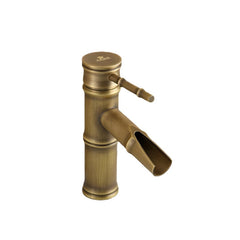 Single Handle Deck Mount Bathroom Bamboo Vessel Sink Faucet Antique Copper Short Spout Bath Tub Mixer Taps