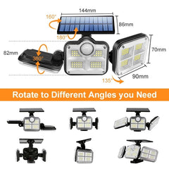 108/122/138/171 LED Solar Lights 3 Head Motion Sensor 270 Wide Angle Illumination Outdoor Waterproof Remote Control Wall Lamp