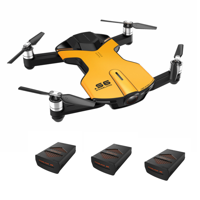 WiFi FPV With 4K UHD Camera Comprehensive Obstacle Avoidance Pocket Selfie Yellow RC Drone Quadcopter with Three Batteries