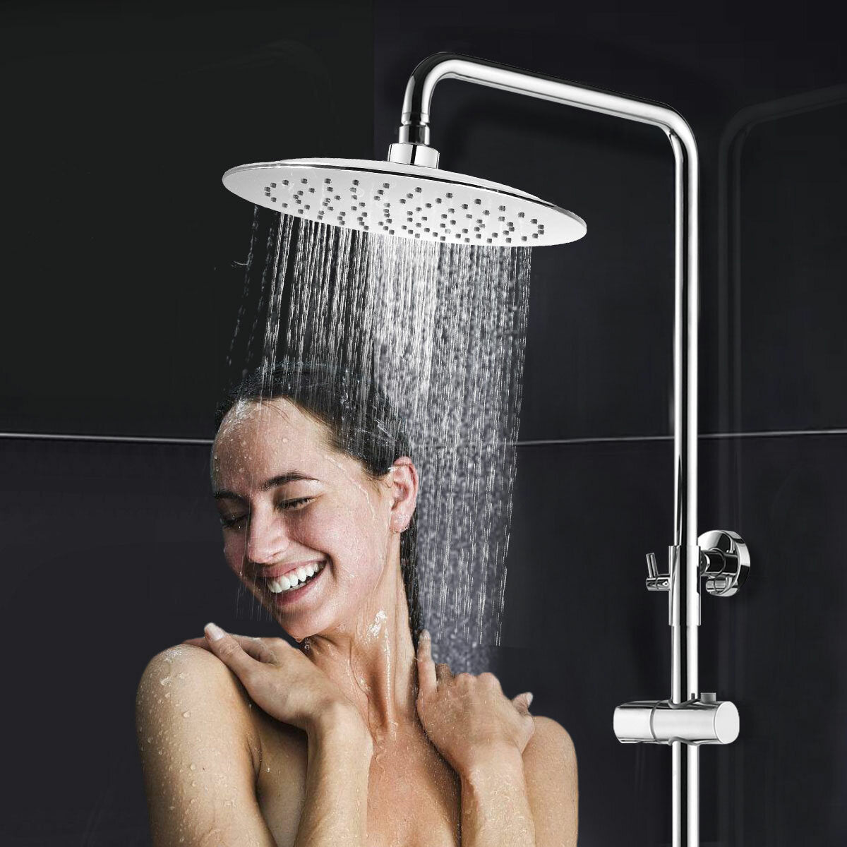 10'' Round High Pressure Rainfall Shower Head 9.6L/min Self-cleaning Nozzles