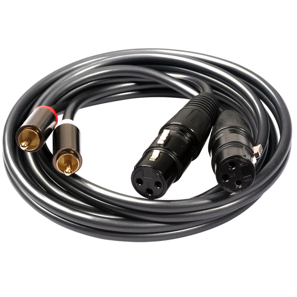 Audio Cable Dual RCA Male to Dual XLR Female Audio Line 1.5m for Microphone Mixer Headphone Amplifier