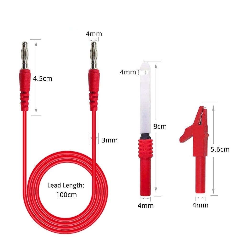 4mm Banana Plug Test Leads Kit with Saffty Piercing Needle Test Probes + Alligator Clips for Multimeter Testing