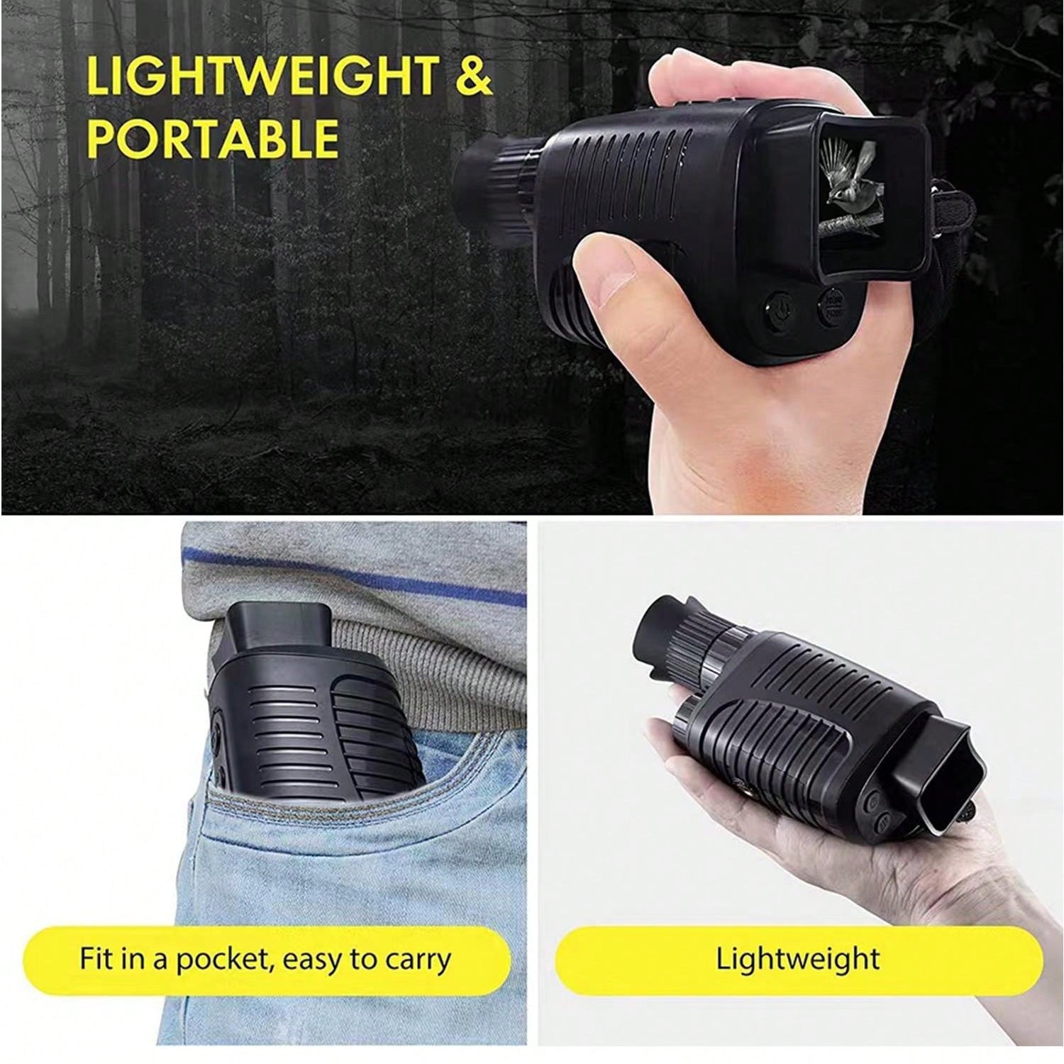 Handheld Monocular Night Vision Device for Outdoor Outdoor Search Full Darkness 300m