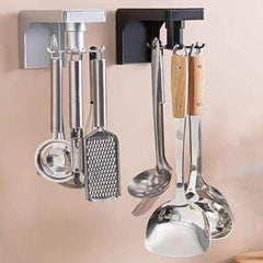 Kitchen Hook Spoon Storage Free Punching Wall Rack Retractable Rotatable Hooks