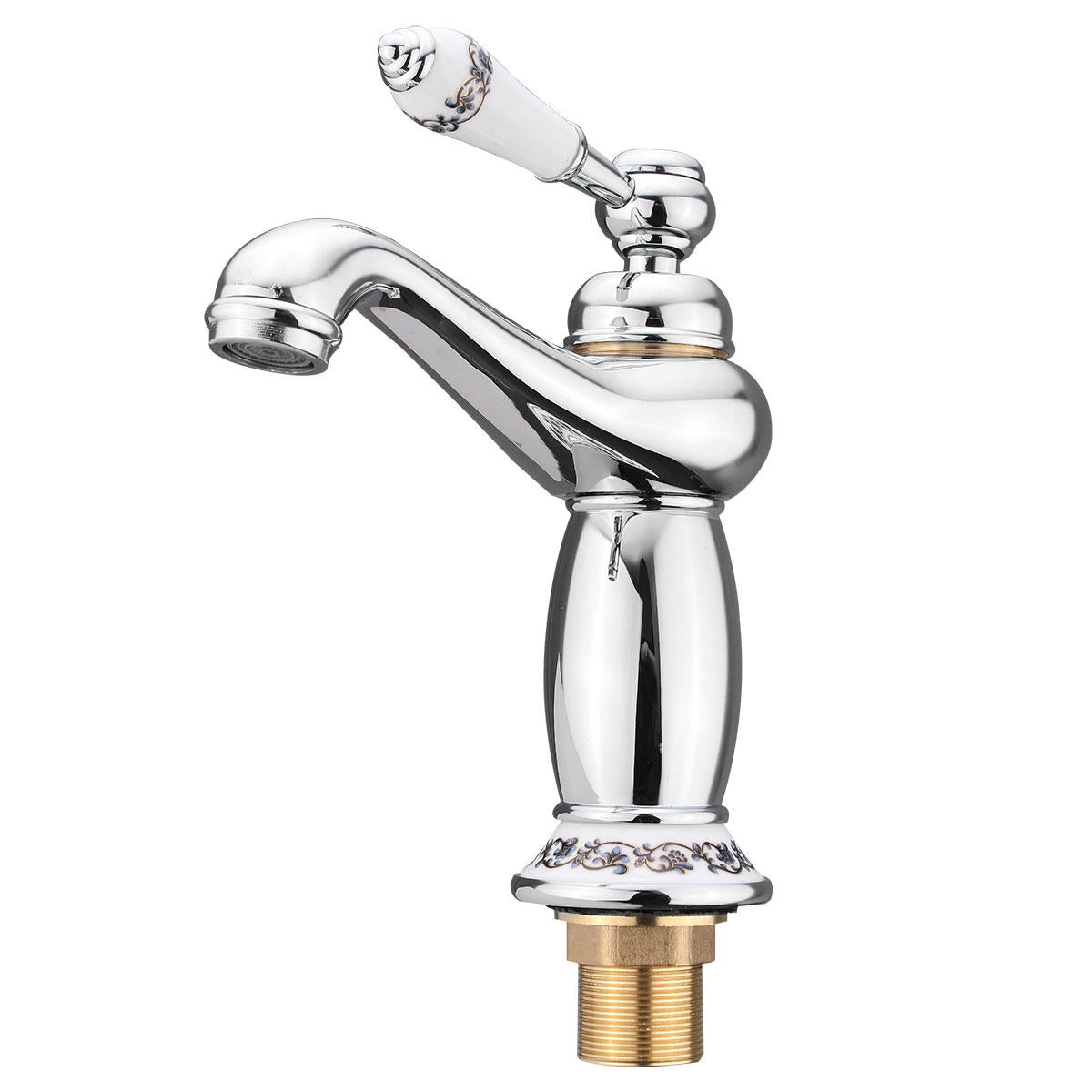 Modern Brass Finish Carving Single Handle Bathroom Kitchen Sink Faucet Mix Tap