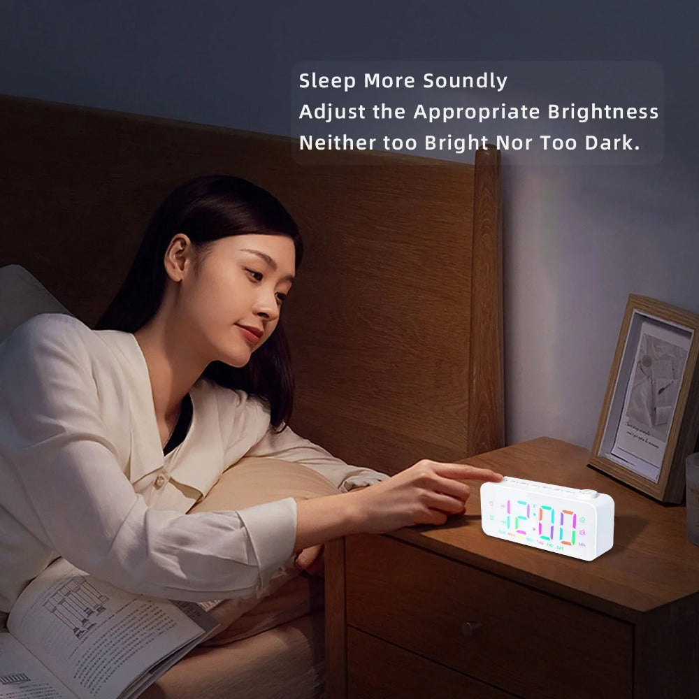 LED Digital Alarm Clock with FM Radio, Dual Alarm, Snooze, USB Charging Port, and Dimmable Night Light for Bedroom, Office