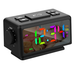 RGB Digital Alarm Clock with FM Radio, Dual Alarms, Snooze, Dynamic Display, 12/24H, Date, USB Charging - Ideal for Home & Office