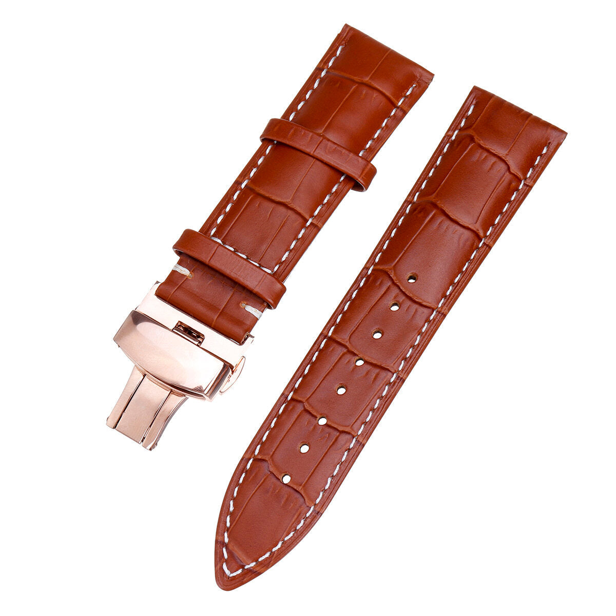 22mm Genuine Leather Watch Band Strap Kit Butterfly Deployment Clasp