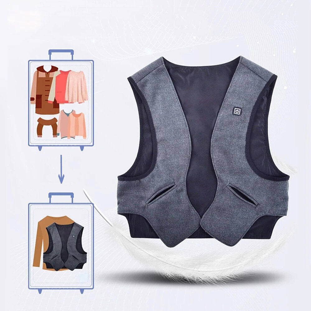 60C Electric Heated Warm Waistcoat 3-levels Quick Heating Washable Far Infrared Heating Vest Outdoor Climbing Snowmobile Motorcycling Jacket for Women Men