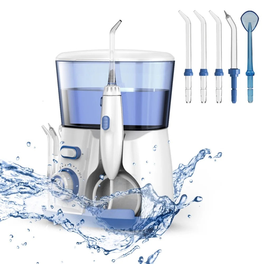 Water Dental Flosser - 800ML Oral Irrigator with 10 Adjustable Water Pressures, 5 Multifunctional Tips, IPX6 Waterproof, High Volume Reservoir for Teeth Cleaning and Gum Care