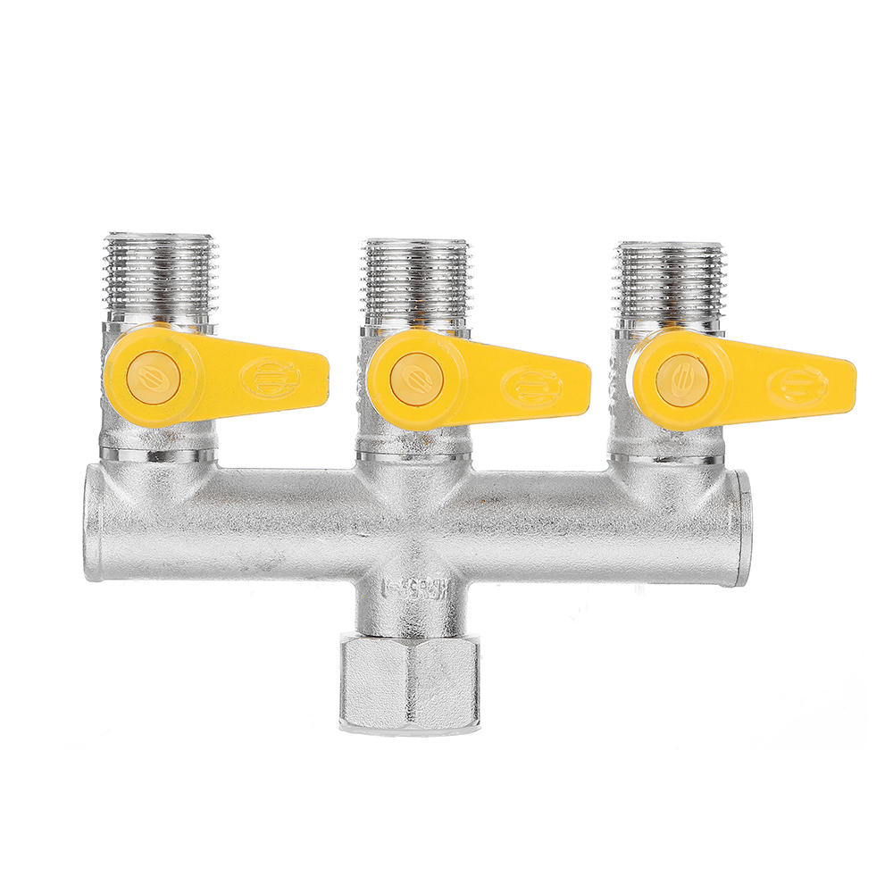 1/2'' Garden Hose Maniford Quick Connector 3 Outlet Three Way Splitter Valve Adapter Hose Connector Splitter for Washing Machine Faucet