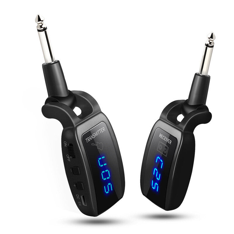 LED Display Wireless Guitar Bass Transmitter Receiver UHF System for Electric with 500mah Battery