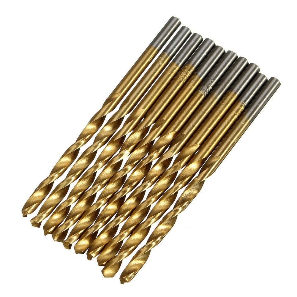 100pcs 1.5mm - 10mm Titanium Coated Drill Bit Set High Speed Steel Manual Twist Drill Bits