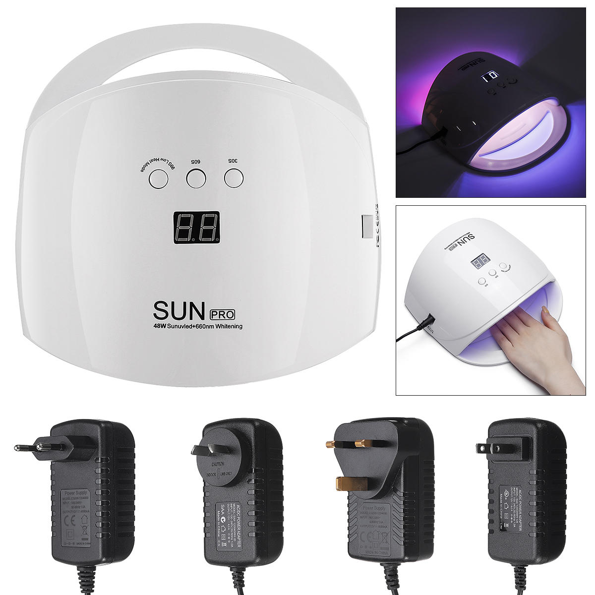 48W LED Nail Light UV Nail Lamp Art Dryer Machine Curing Gel Timing Sun Baking Glue Tool