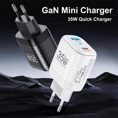 [GaN Tech] BK310 35W 2-Port USB PD Charger Fast Charging EU Plug for iPhone, Hui, Xiaomi, Samsung