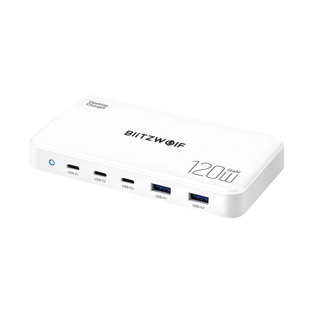 120W GaN 5-Port USB PD Charger, Fast Charging for iPhone, Samsung, MacBook, EU Plug