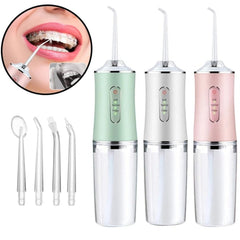 Cordless Water Flosser 220ml Oral Irrigator with 3 Modes, 4 Tips - IPX6 Waterproof USB Dental Cleaner for Home & Travel