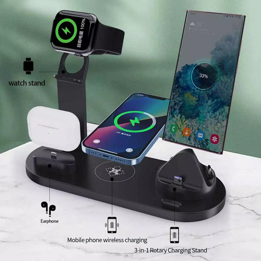 Fast Wireless Charger Pad & Stand for iPhone, Samsung, Hui, AirPods, Watch