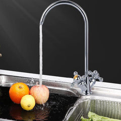 304 Stainless Steel Reverse Osmosis Three Forks Mixer Tap 360 Degree Swivel Spout Gooseneck Drinking Water Filter Faucet