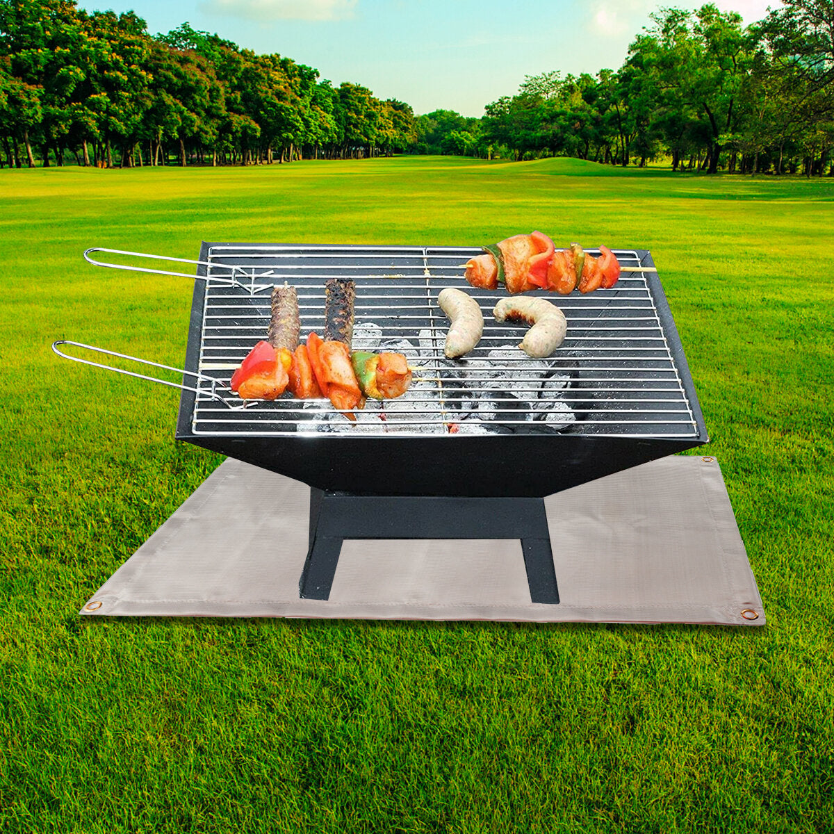 Camping Fireproof Grill Mat Cloth Flame Retardant Ember Mat Blanket Heat Insulation Pad For Outdoors Barbecue